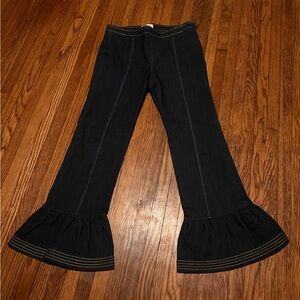 Cinq a Sept Cropped Flared Ruffle Jeans, Size 4